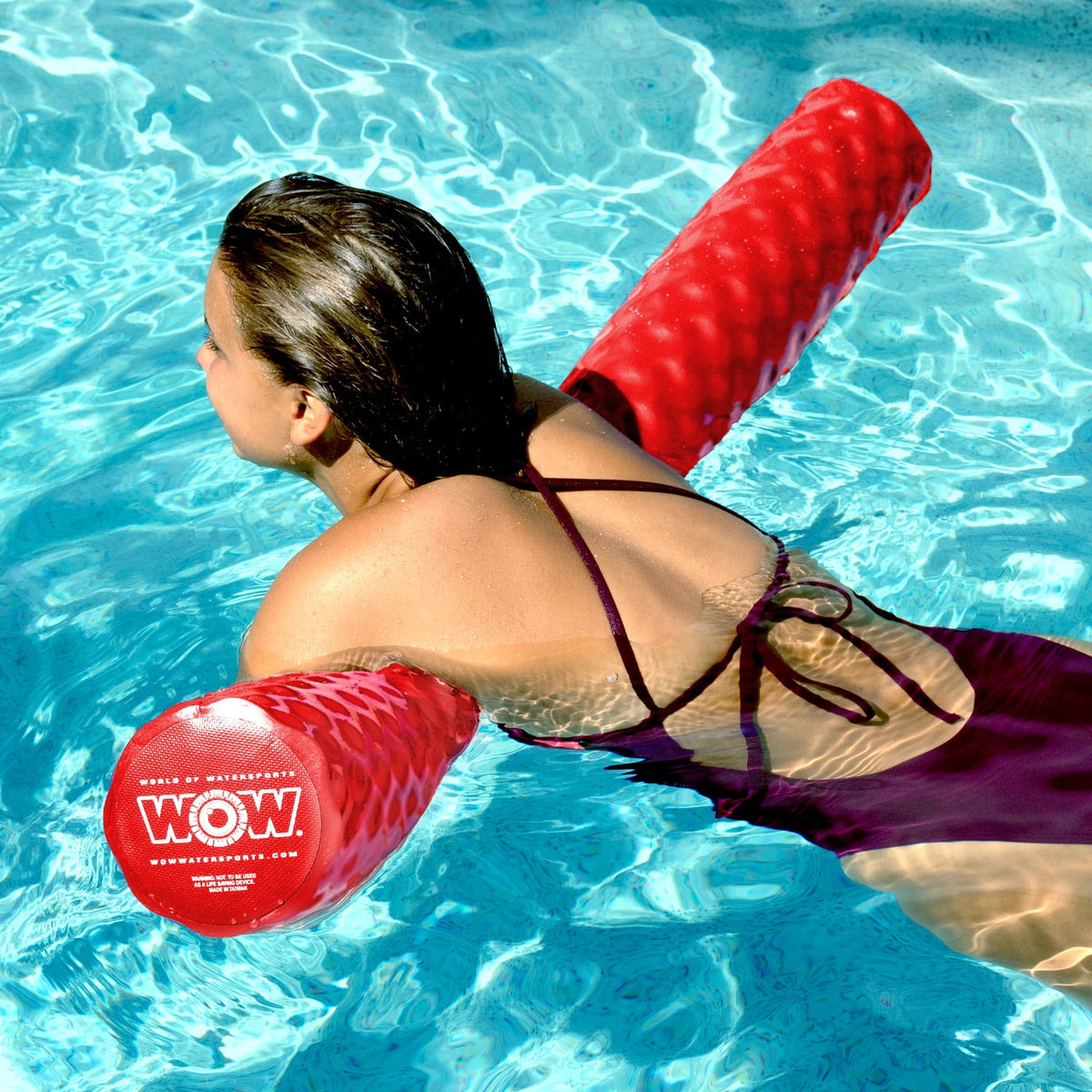 WOW Sports First Class Dipped Soft Foam Pool Noodle, 46 Inches Long - Red