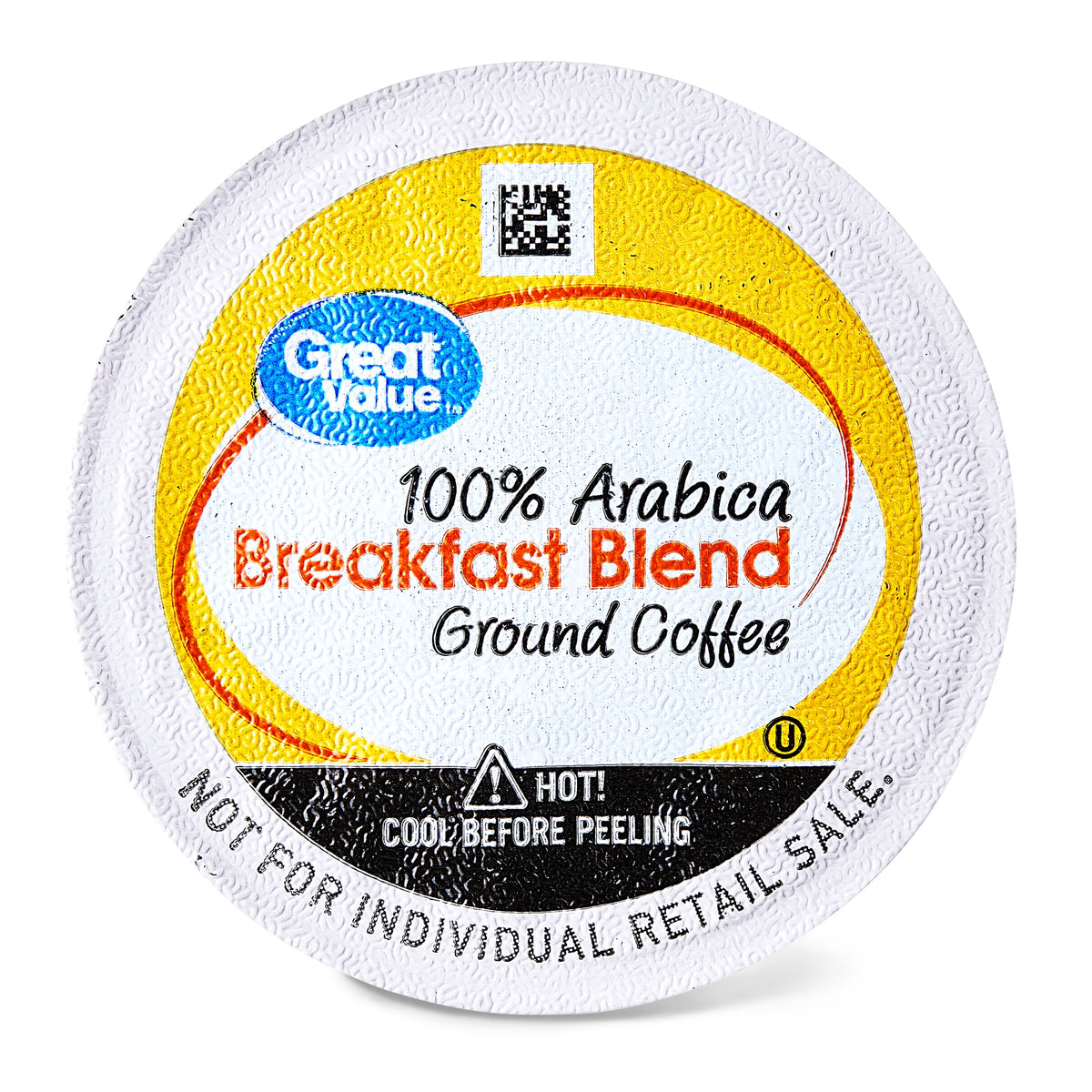 Great Value 100% Arabica Breakfast Blend Medium Roast Ground Coffee Pods, 33.1 oz, 100 Count