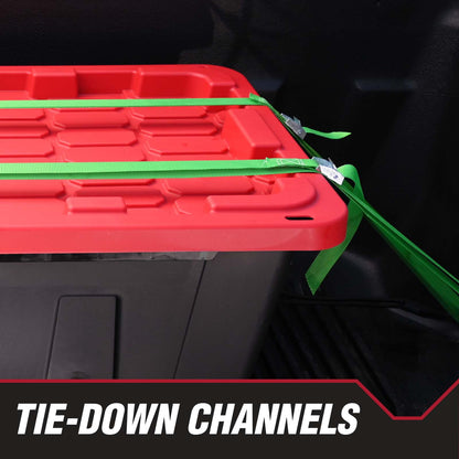 Hyper Tough 12 gal Snap Lid Storage Bin, Black and Red, Pack of 4