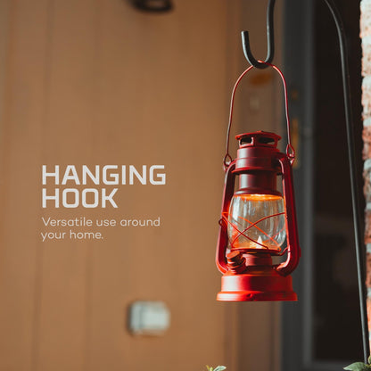 NEBO Retro 100 Lumen LED Red Metal Lantern, Battery Operated