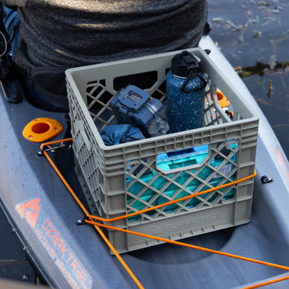 (2 pack) Ozark Trail Kayak Gear Storage Crate, Durable Plastic, 13 in x 13 in x 11 in, Tan