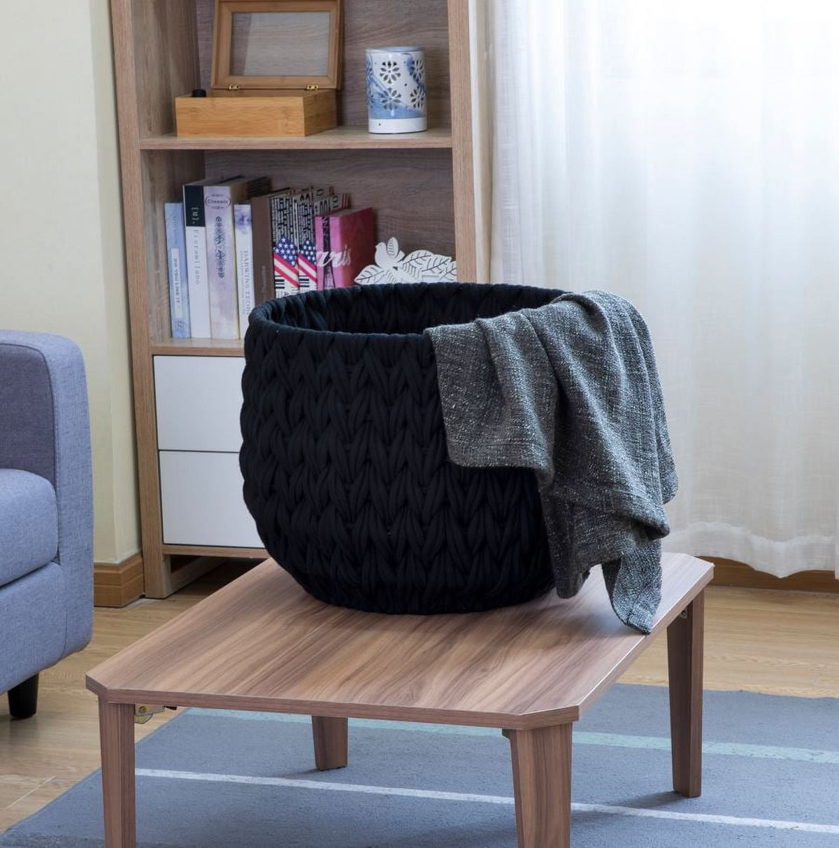 Better Homes & Gardens Closed-Weave Polyester Black Decorative Storage Basket