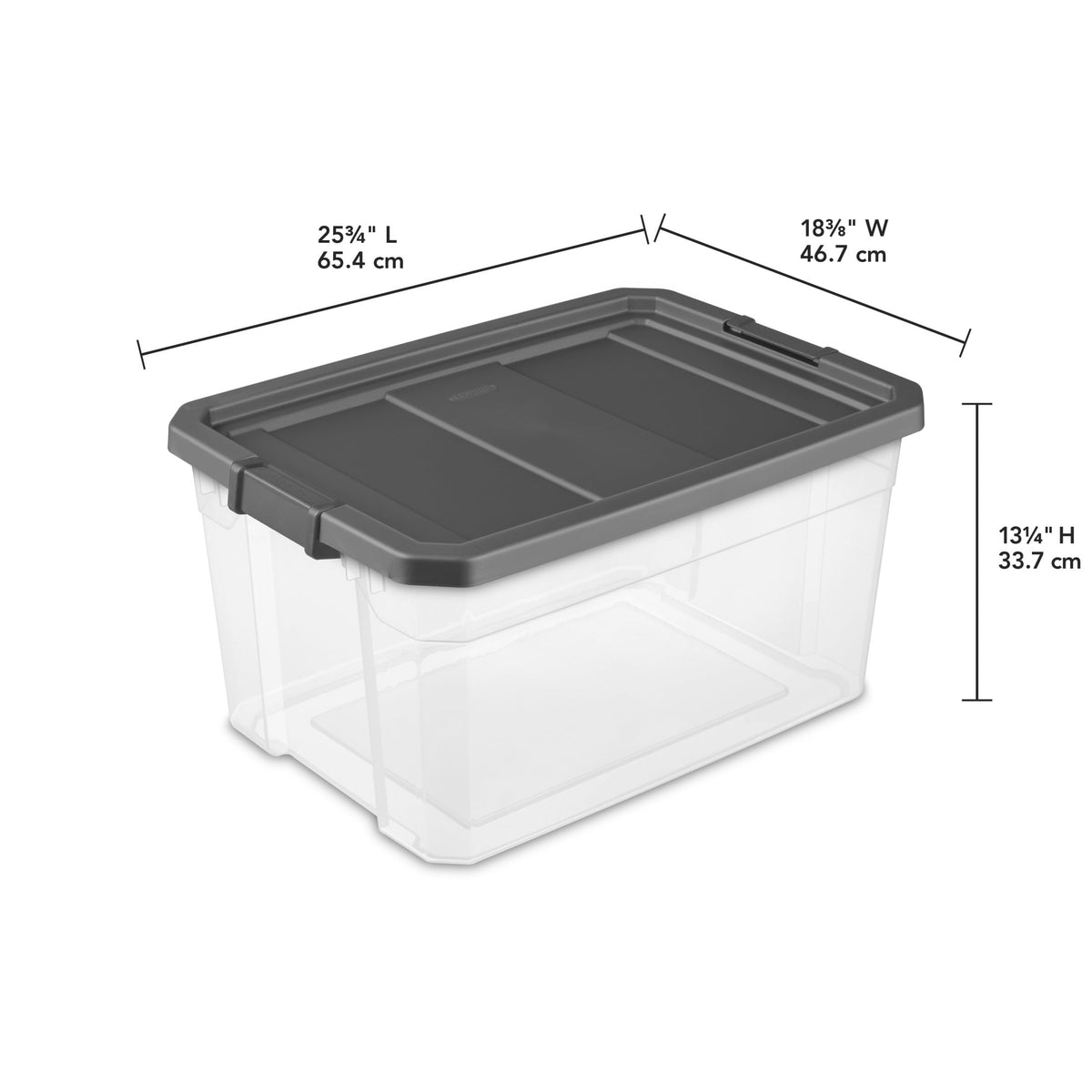 (2 pack) Sterilite 76 Quart Stacker Storage Bin, Clear Plastic Storage Container with Latch Lid, Durable, Dark Gray