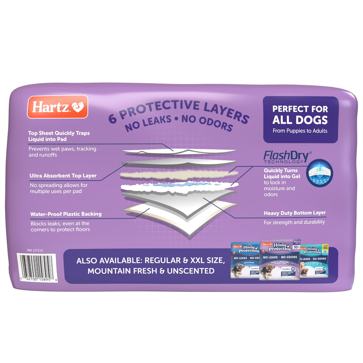 Hartz Home Protection Super Absorbent Odor Eliminating Lavender Scented No Leaks Dog Pads, 3XL, 30ct