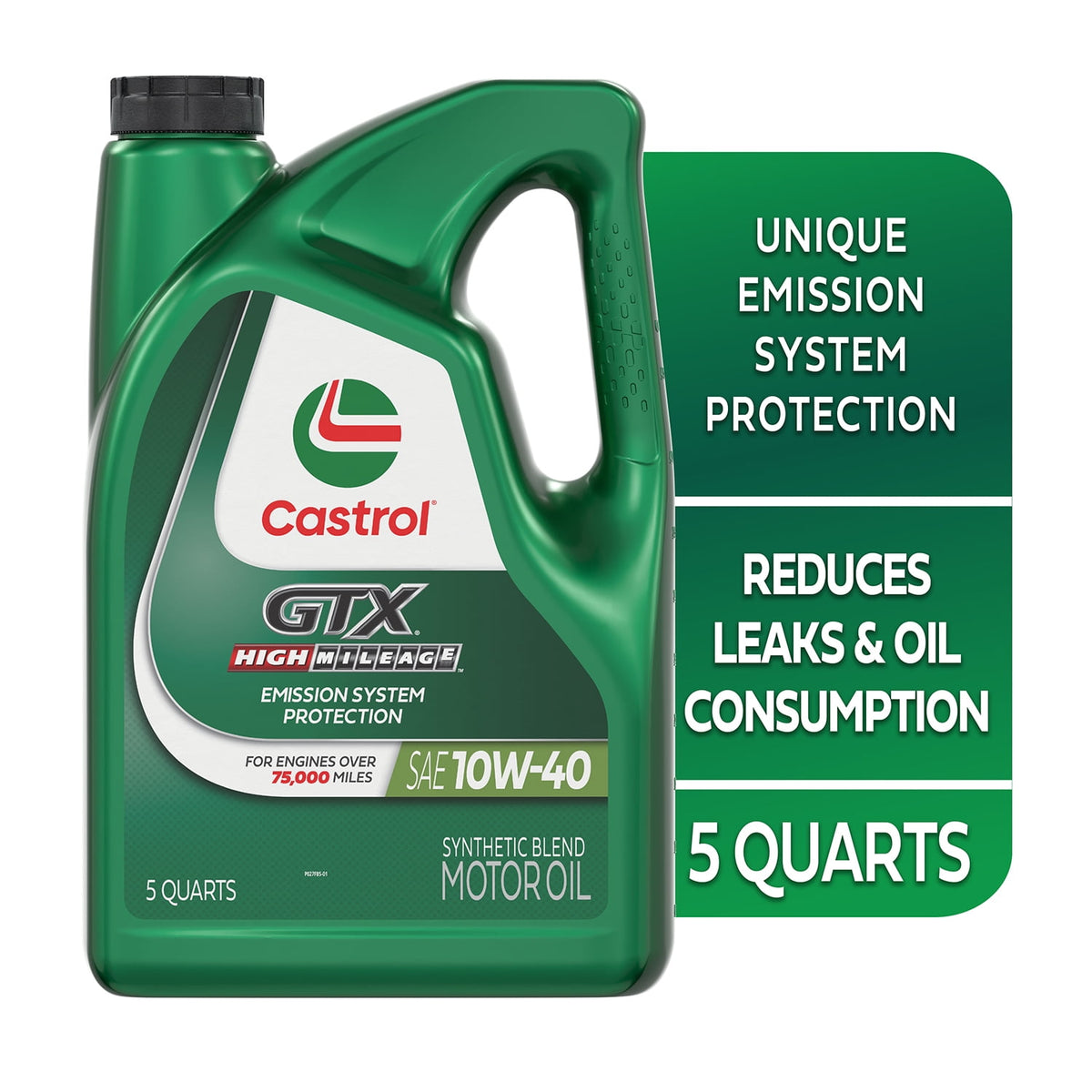 (2 pack) Castrol GTX High Mileage 10W-40 Synthetic Blend Motor Oil, 5 Quarts