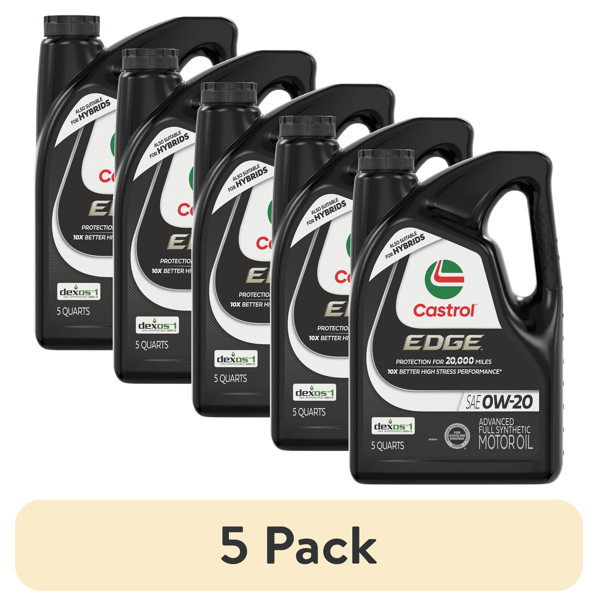 Castrol EDGE 0W-20 Advanced Full Synthetic Motor Oil, 5 Quarts