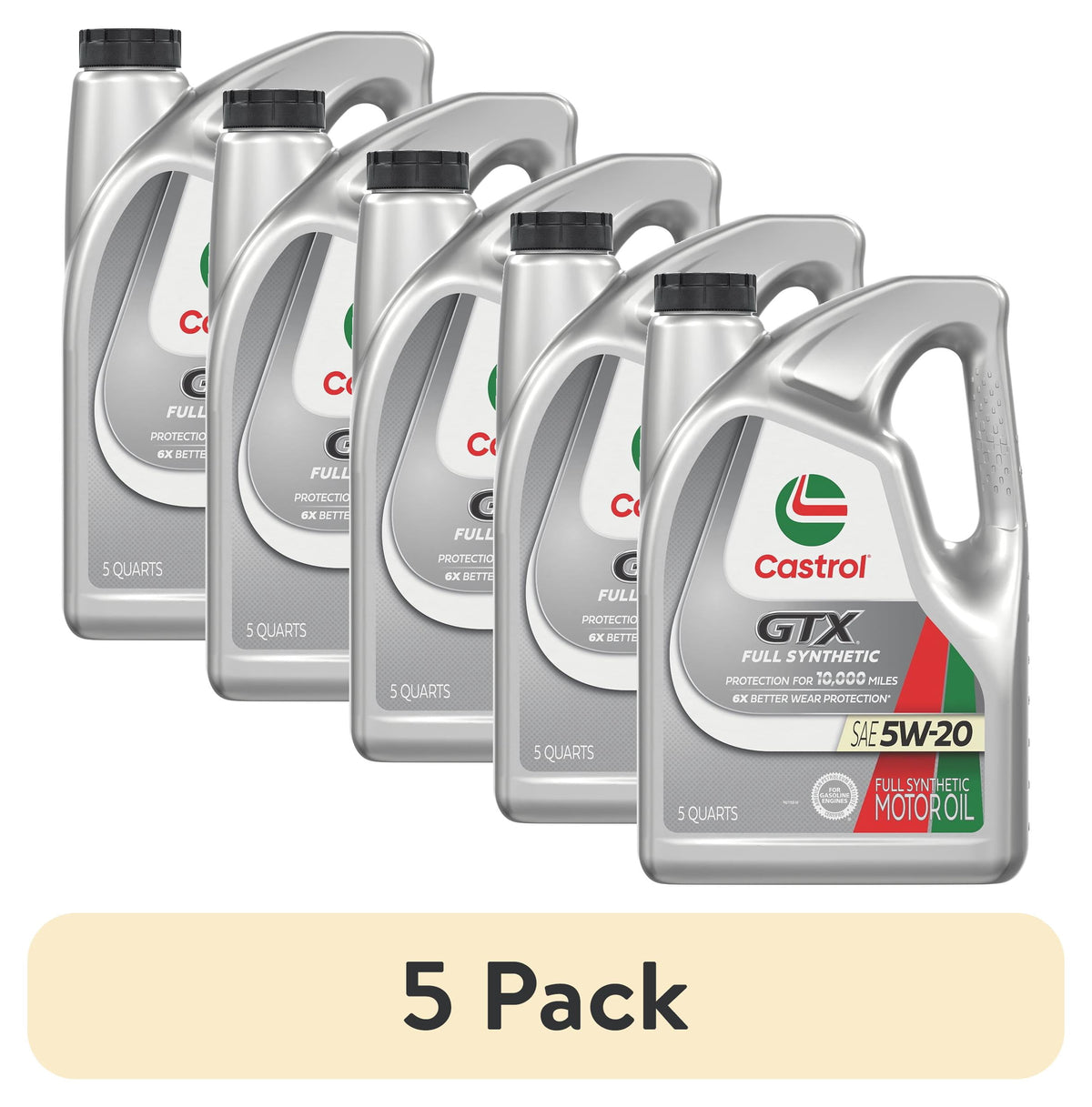(2 pack) Castrol GTX Full Synthetic 5W-20 Motor Oil, 5 Quarts