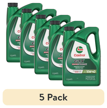 (2 pack) Castrol GTX High Mileage 10W-40 Synthetic Blend Motor Oil, 5 Quarts