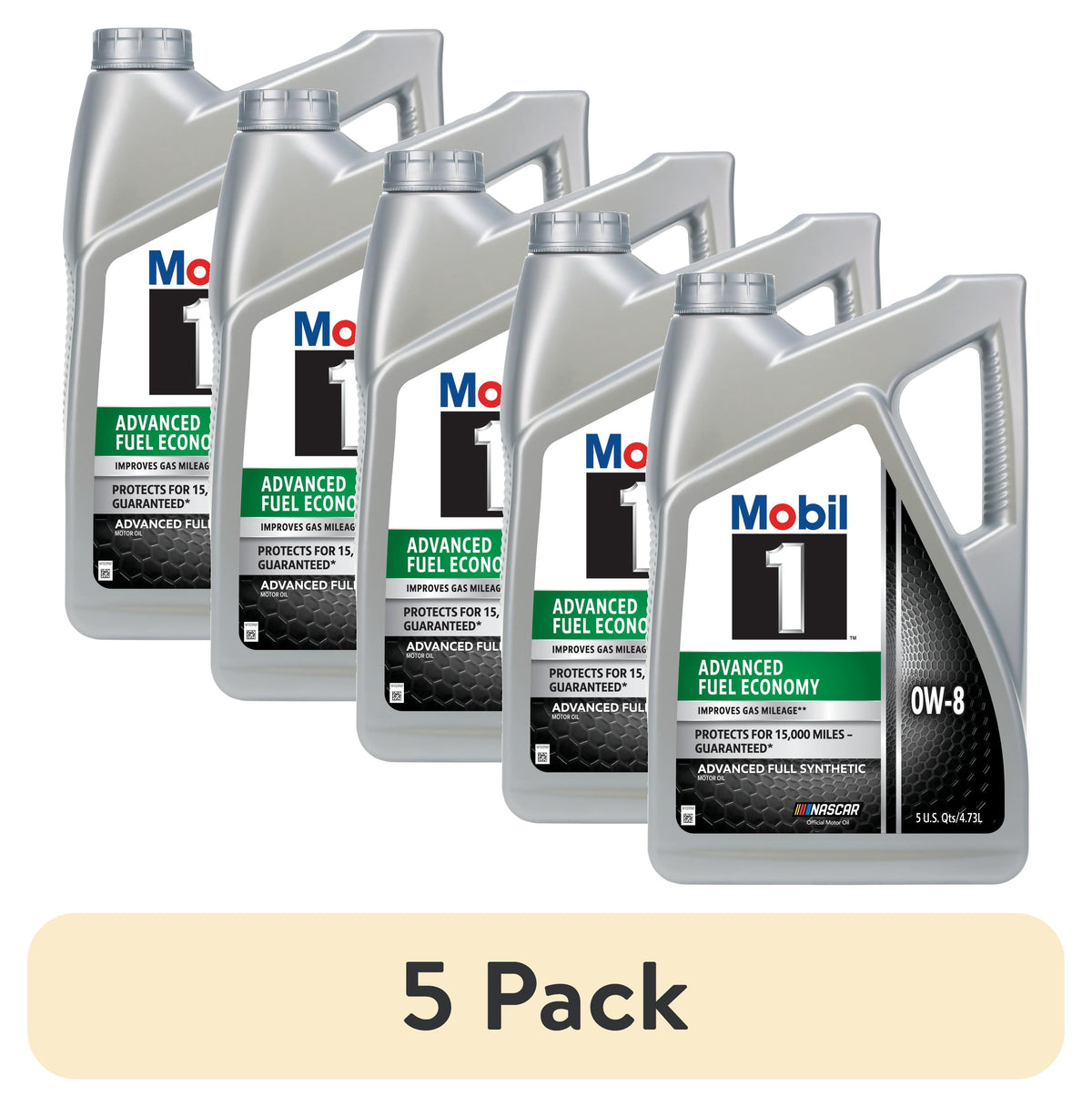 Mobil 1 Advanced Fuel Economy Full Synthetic Motor Oil 0W-8, 5 Quart