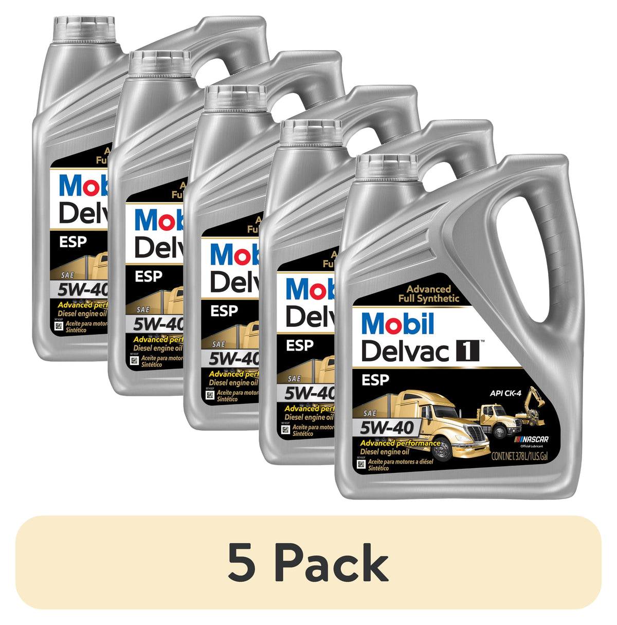 Mobil Delvac 1 ESP Heavy Duty Full Synthetic Diesel Engine Oil 5W-40, 1 Gal.