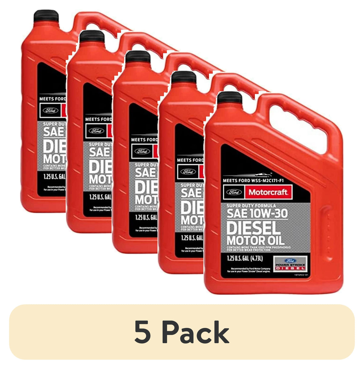 (2 pack) Motorcraft Super Duty Diesel Motor Oil, 10W-30 - A premium-quality motor oil specifically developed for Ford Motor Company vehicles, 5 quart jug, sold by each
