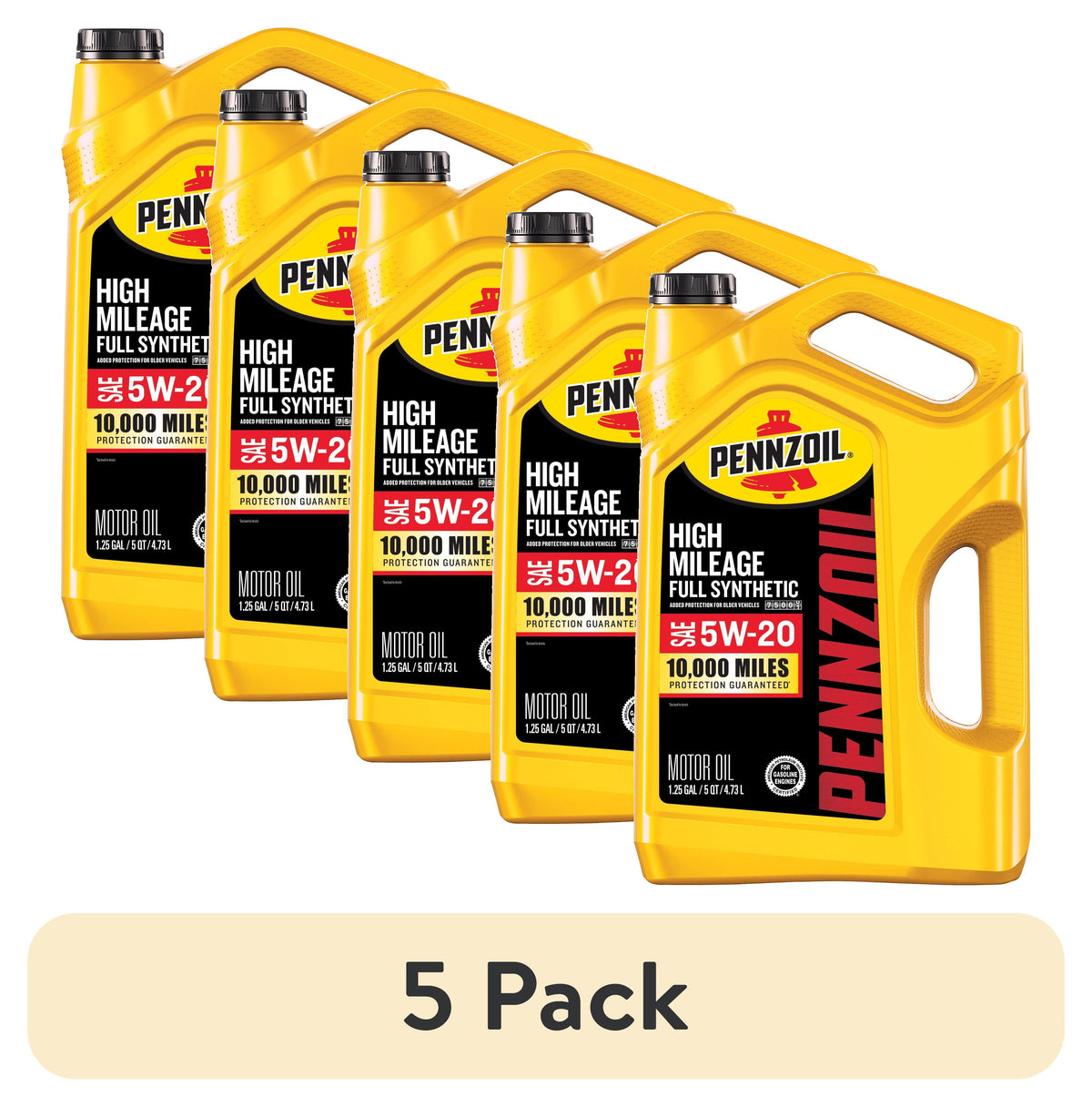 (2 pack) Pennzoil High Mileage Full Synthetic 5W-20 Motor Oil, 5 Quart
