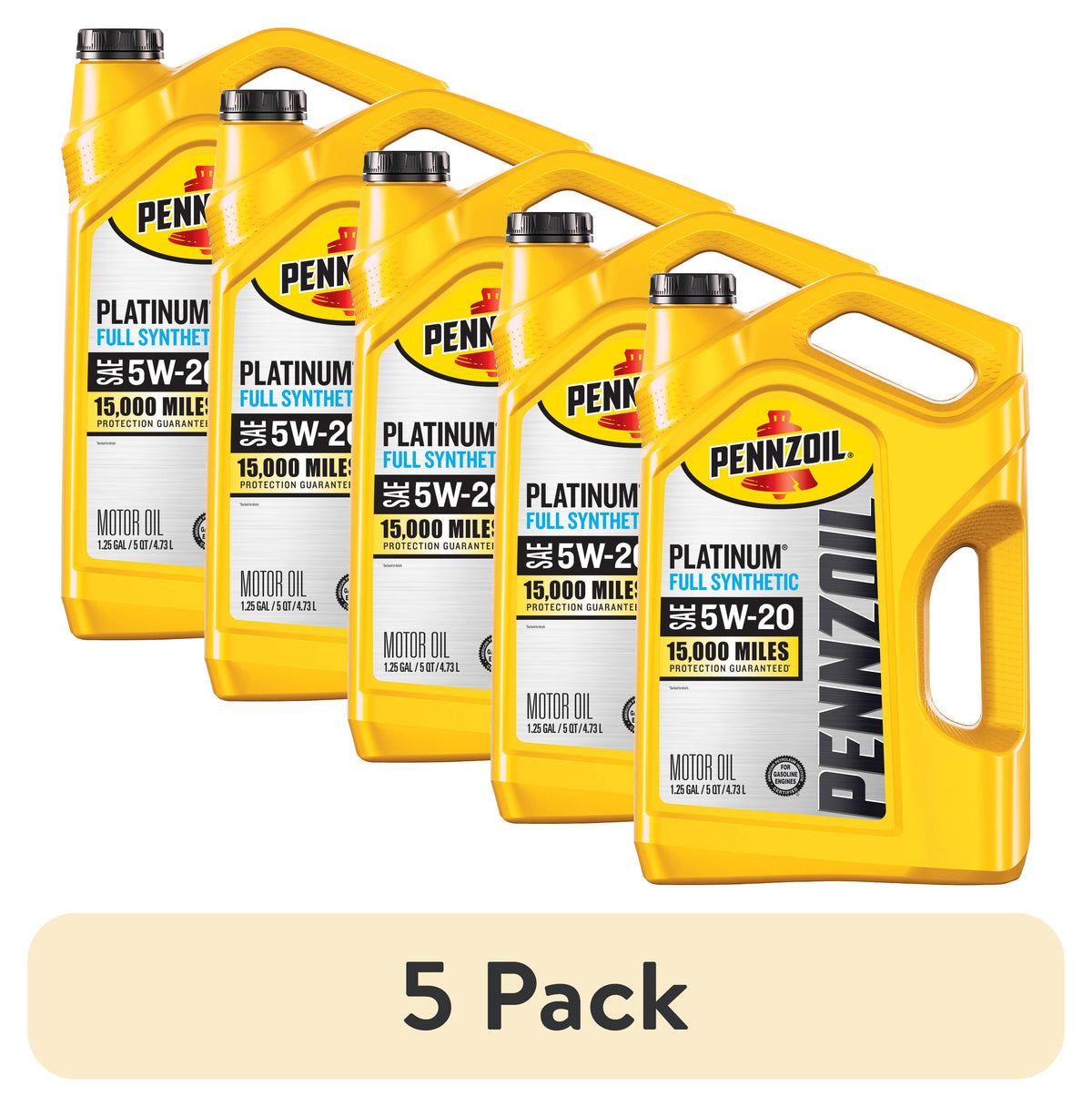 (2 pack) Pennzoil Platinum Full Synthetic 5W-20 Motor Oil, 5-Quart