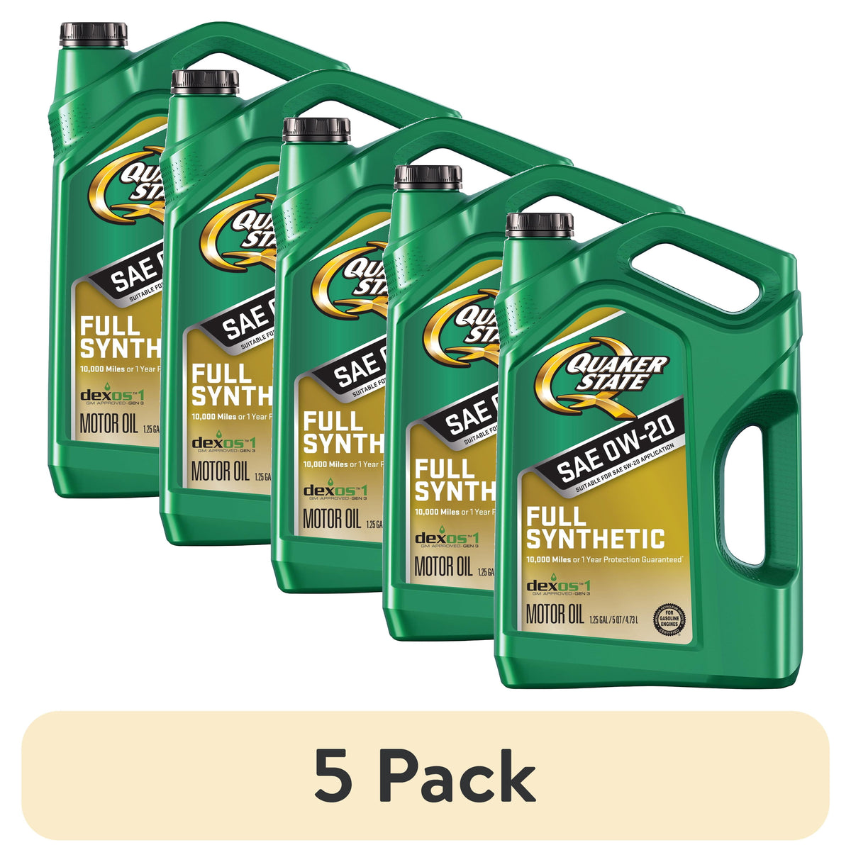 (2 pack) Quaker State Full Synthetic 0W-20 Motor Oil, 5-Quart