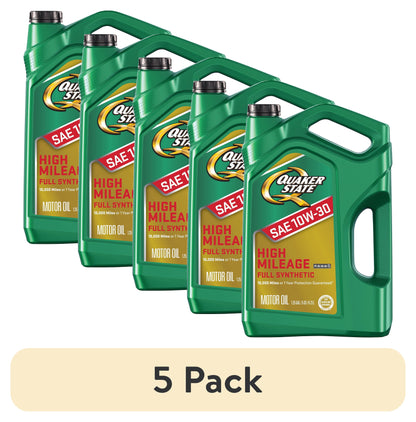 (2 pack) Quaker State Full Synthetic High Mileage 10W-30 Motor Oil, 5 Quart