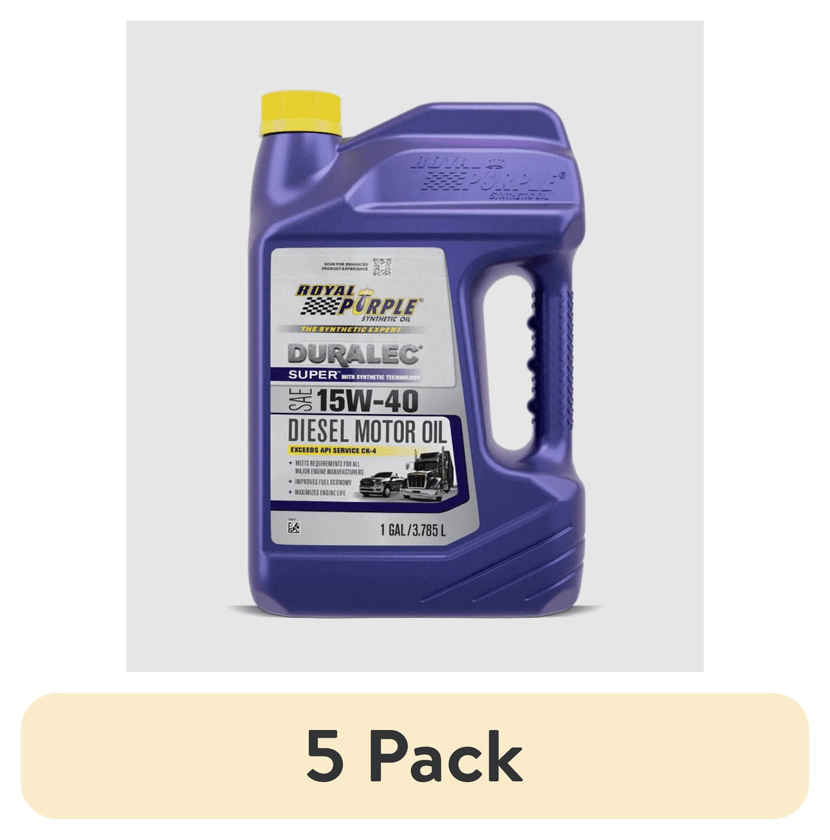 Royal Purple Duralec Super 15W-40 Diesel Motor Oil, Diesel Vehicles, 7.7 lbs, 1 Gallon