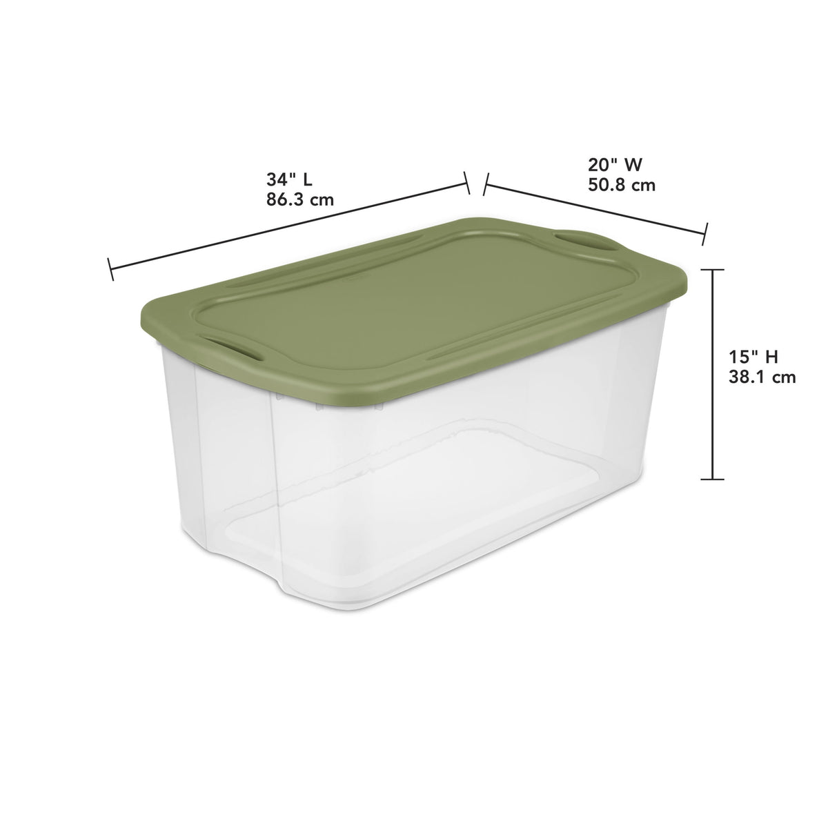 Sterilite Extra Large EZ Carry Storage Bin, 120 Quart Clear Plastic Storage Container with Full-Grip Handles, Green, 4 Pack