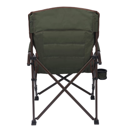 Ozark Trail Heavy Duty Hard Arm Camp Chair, Adjustable Cupholder, Tensioned Seat Fabric, Brown