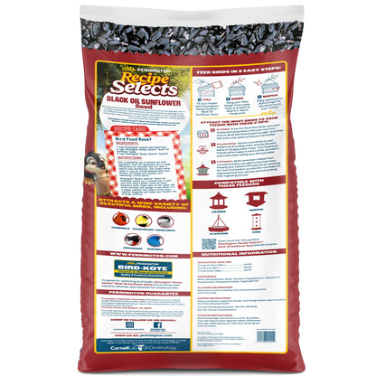 Pennington Recipe Selects Black Oil Sunflower Seed Dry Wild Bird Feed, Bird Food, 40 lb. Bag, 1 Pack