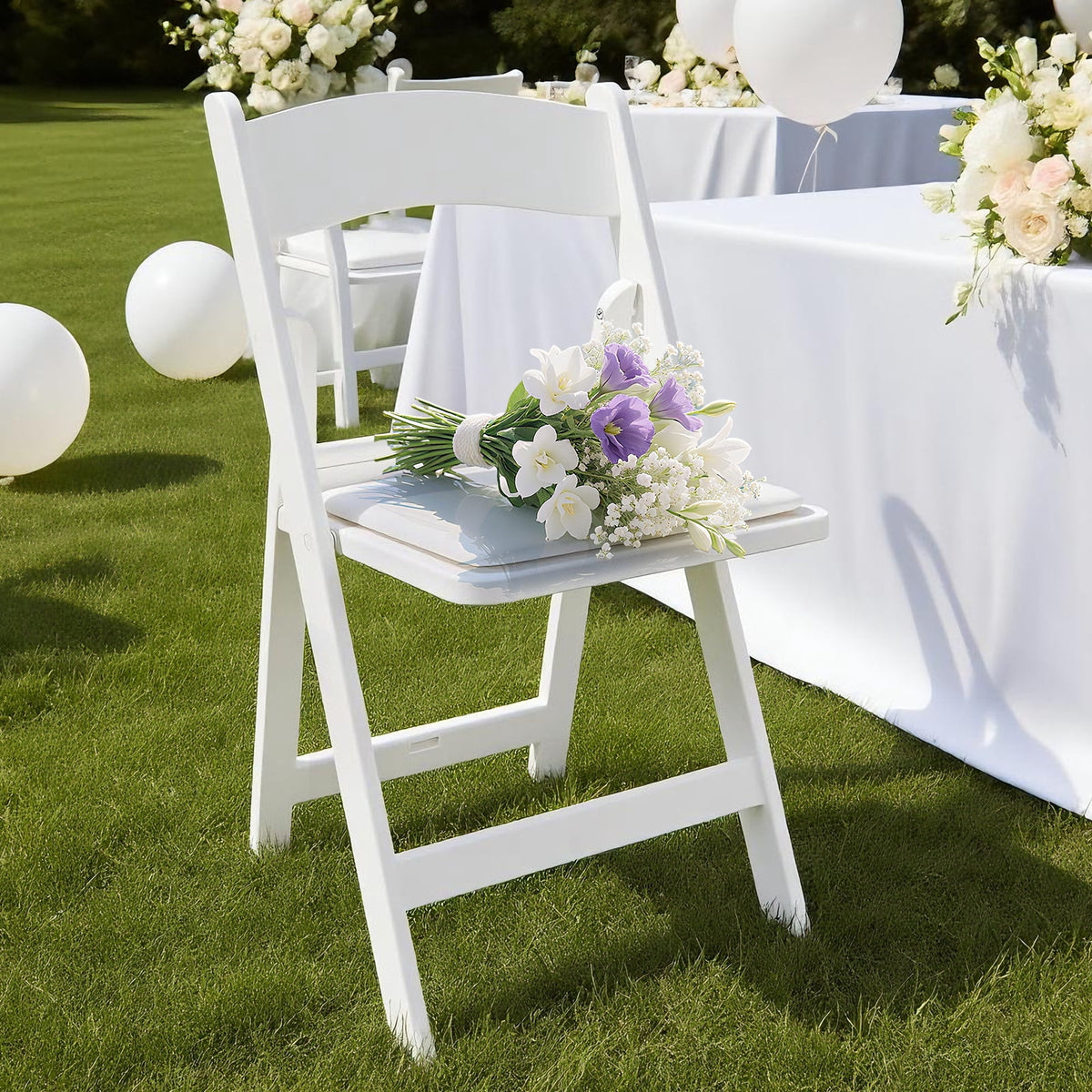 Mainstays Banquet Padded Resin Folding Chair, White, Set of 2