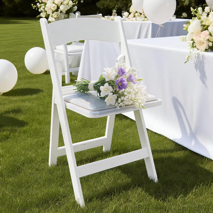 Mainstays Banquet Padded Resin Folding Chair, White, Set of 2