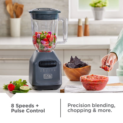 BLACK+DECKER Ice Crush Blender, 56 oz Plastic Jar, 700W, 6-Tip Blade, 8 Speeds + Pulse