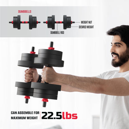 FitRx Smartbell Gym 5-in-1 Adjustable Dumbbell Set & Weight Set for Home Workouts, 45 lbs
