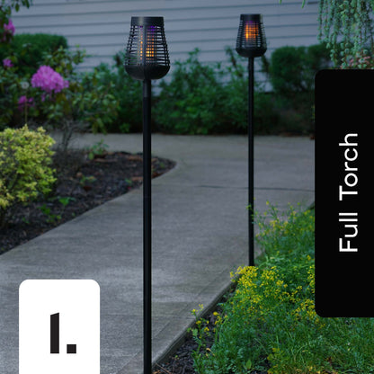 PIC Solar Insect Killer Torch with LED Flame Effect, Black Torch, Area Bug Zapper
