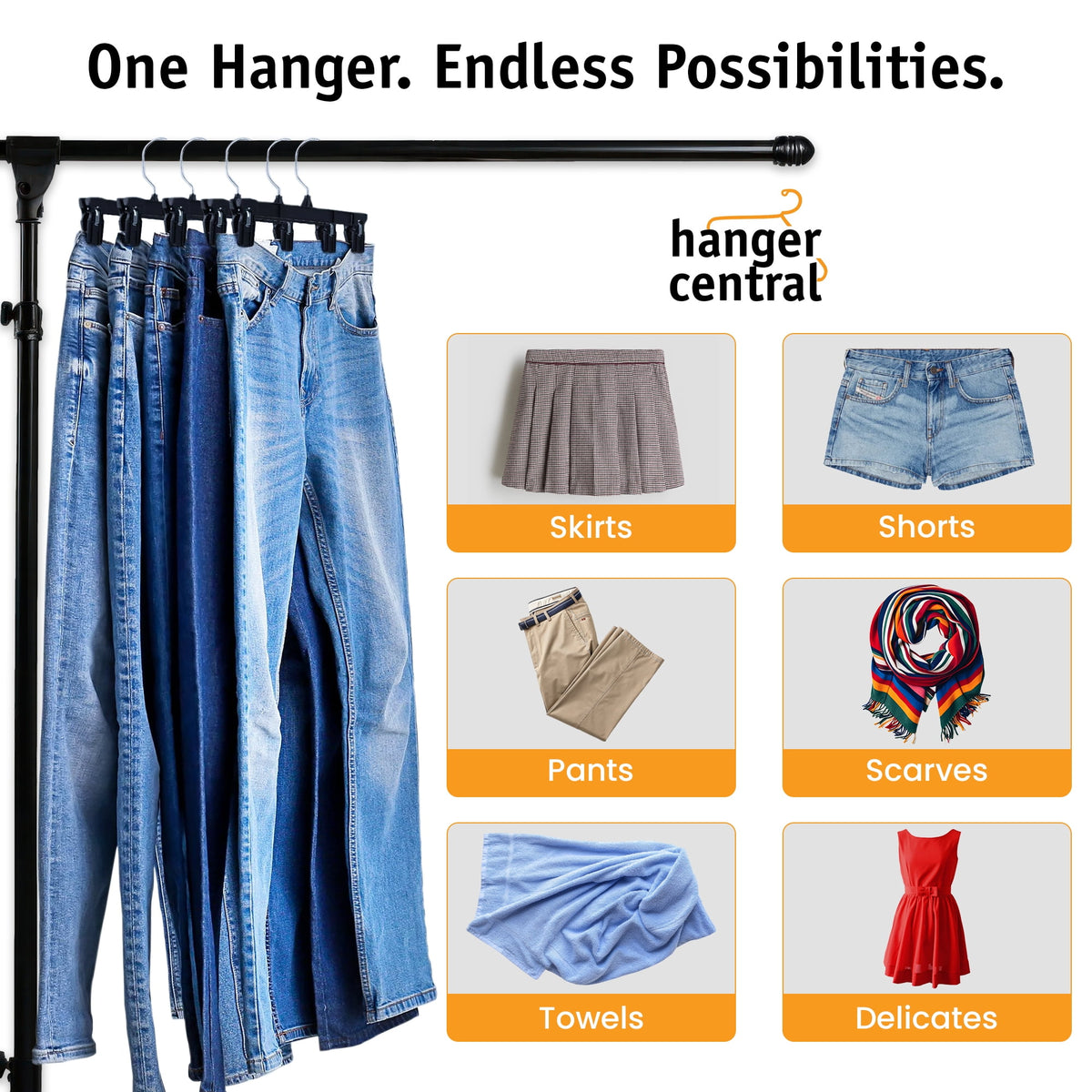 Hanger Central 100 Pack Black Plastic Pants And Skirt Hangers 12 inch