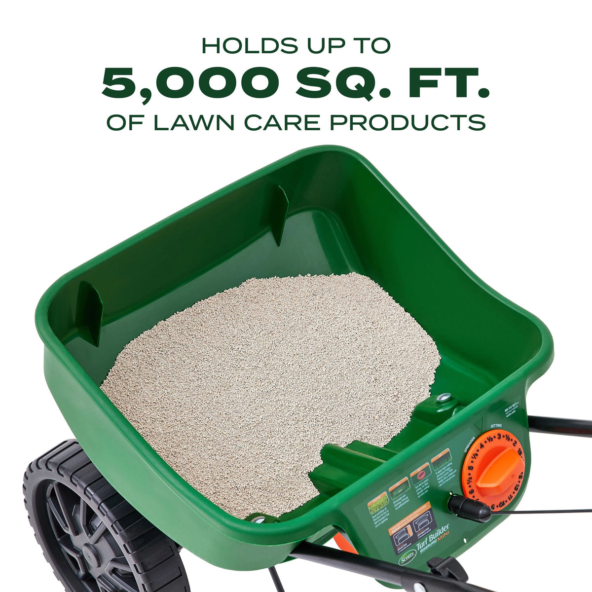 Scotts Turf Builder EdgeGuard Mini Broadcast Spreader for Grass Seed, Fertilizer, Salt, Ice Melt