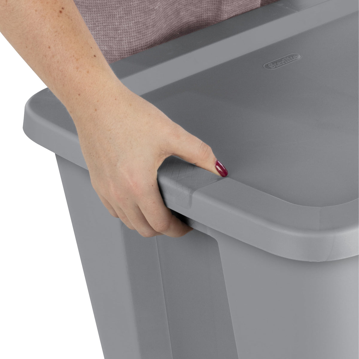 Sterilite Large Storage Bin, 18 Gallon Durable Plastic Storage Tote with Snap-On Lid, Gray, 8 pack