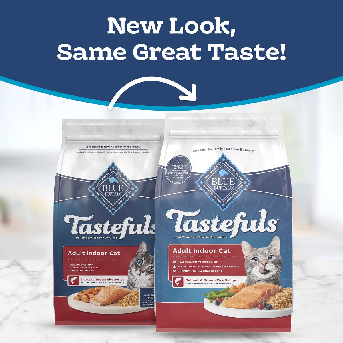 Blue Buffalo Tastefuls Natural Dry Food for Adult Indoor Cats, Salmon & Brown Rice Recipe, 15-lb Bag