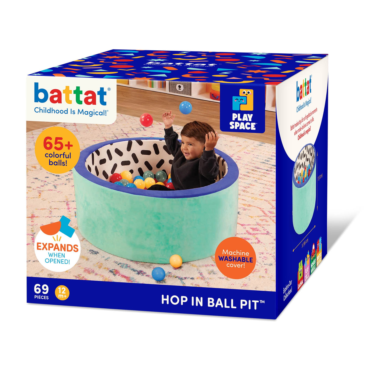 Battat Hop in Foam Ball Pit with with 65+ Balls and Washable Cover, Toddler and Preschool Indoor Toy