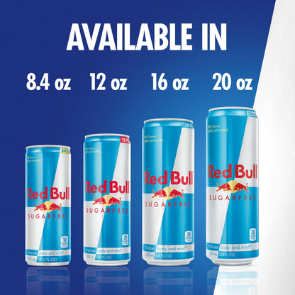 Red Bull Sugarfree Energy Drink, 20 fl. oz., Pack of 12 Cans, 189mg Caffeine, Taurine & B Vitamins