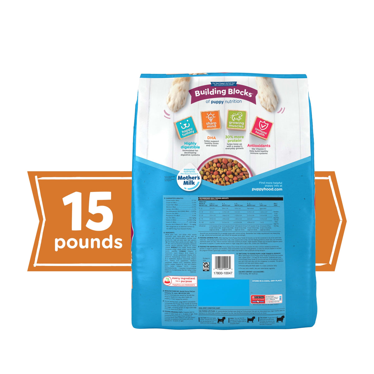 (3 pack) Purina Puppy Chow Dry Dog Food, High Protein Tender & Crunchy Real Beef Formula, 15 lb Bag