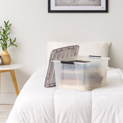 IRIS 40 Qt. Plastic Storage Bins with Lids, Stackable Storage Containers, Totes, 5 Pack