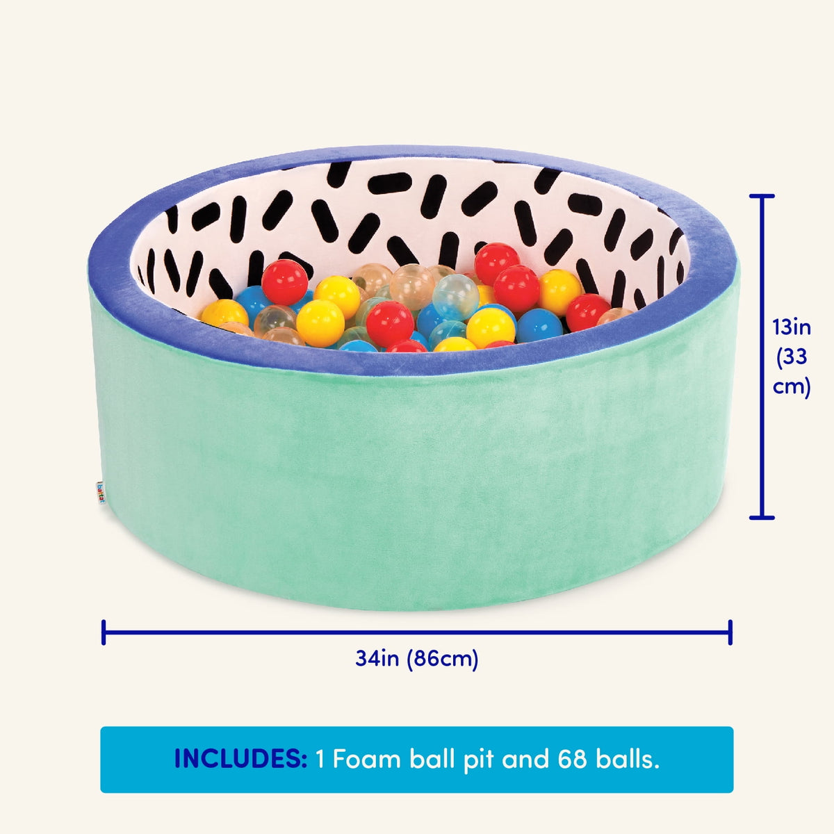 Battat Hop in Foam Ball Pit with with 65+ Balls and Washable Cover, Toddler and Preschool Indoor Toy