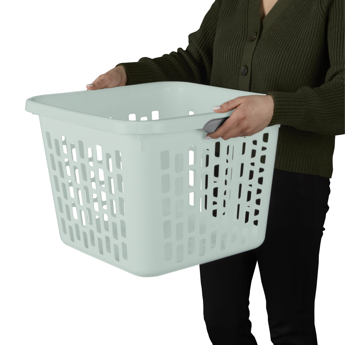 Sterilite Small 1.5 Bushel Square Plastic Laundry Basket with 2 Comfort Grip Handles, Mint, 6 Pack