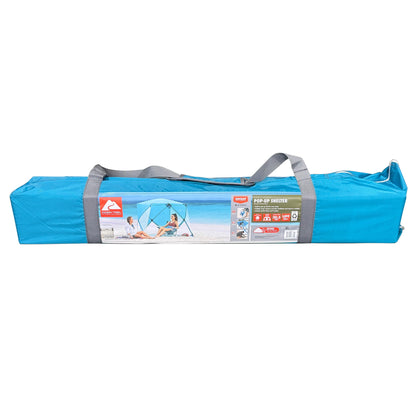 Ozark Trail 82 in x 70 in x 63 in Pop-Up Beach Shelter with UPF50+ Protection, Blue