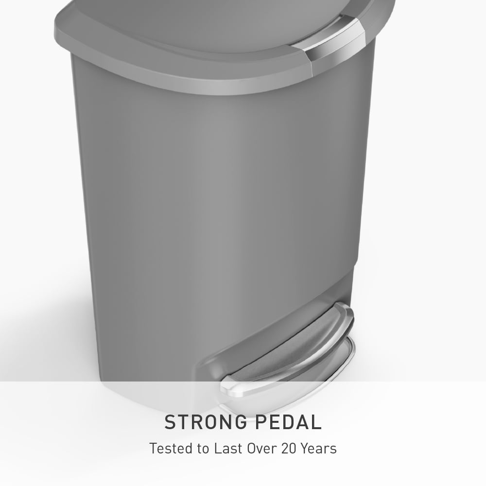 simplehuman Kitchen Trash Can, 13 Gallon Plastic Step Garbage Bin with Secure Slide Lock, Soft Close Lid, Gray