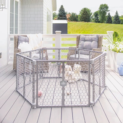 Regalo 2-in-1 Super Wide Baby Gate & Play Yard Plastic 192 Inches, Gray