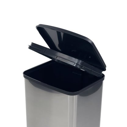 Mainstays 13.2 Gallon Plastic Step Trash Can with Lid, Silver