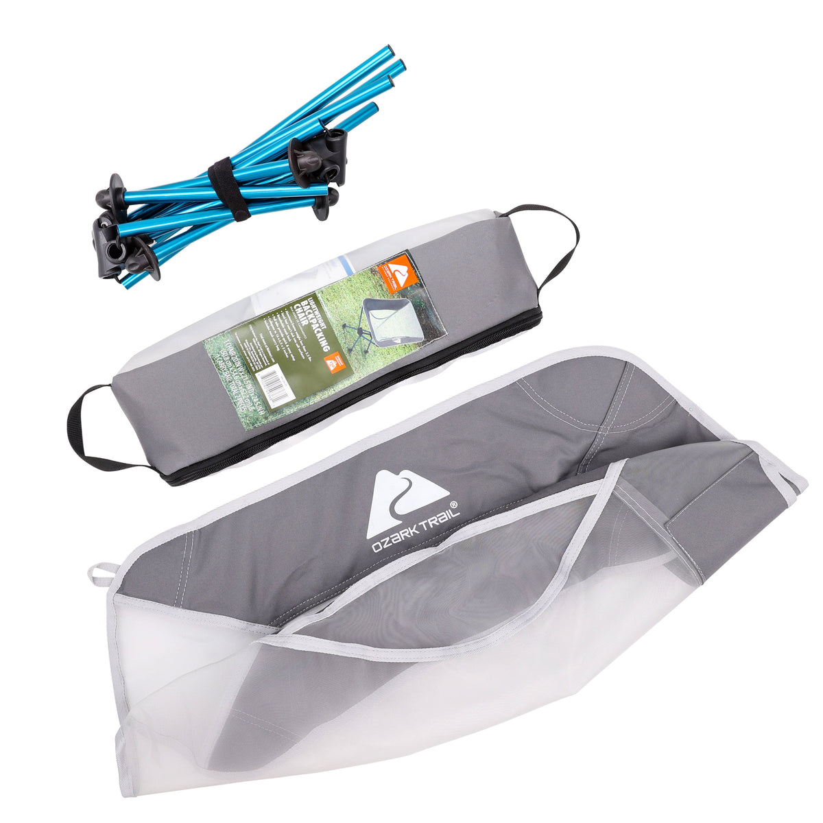 Ozark Trail Ultra-Lightweight Backpacking Chair with Carry Bag, Turquoise Sea Frame