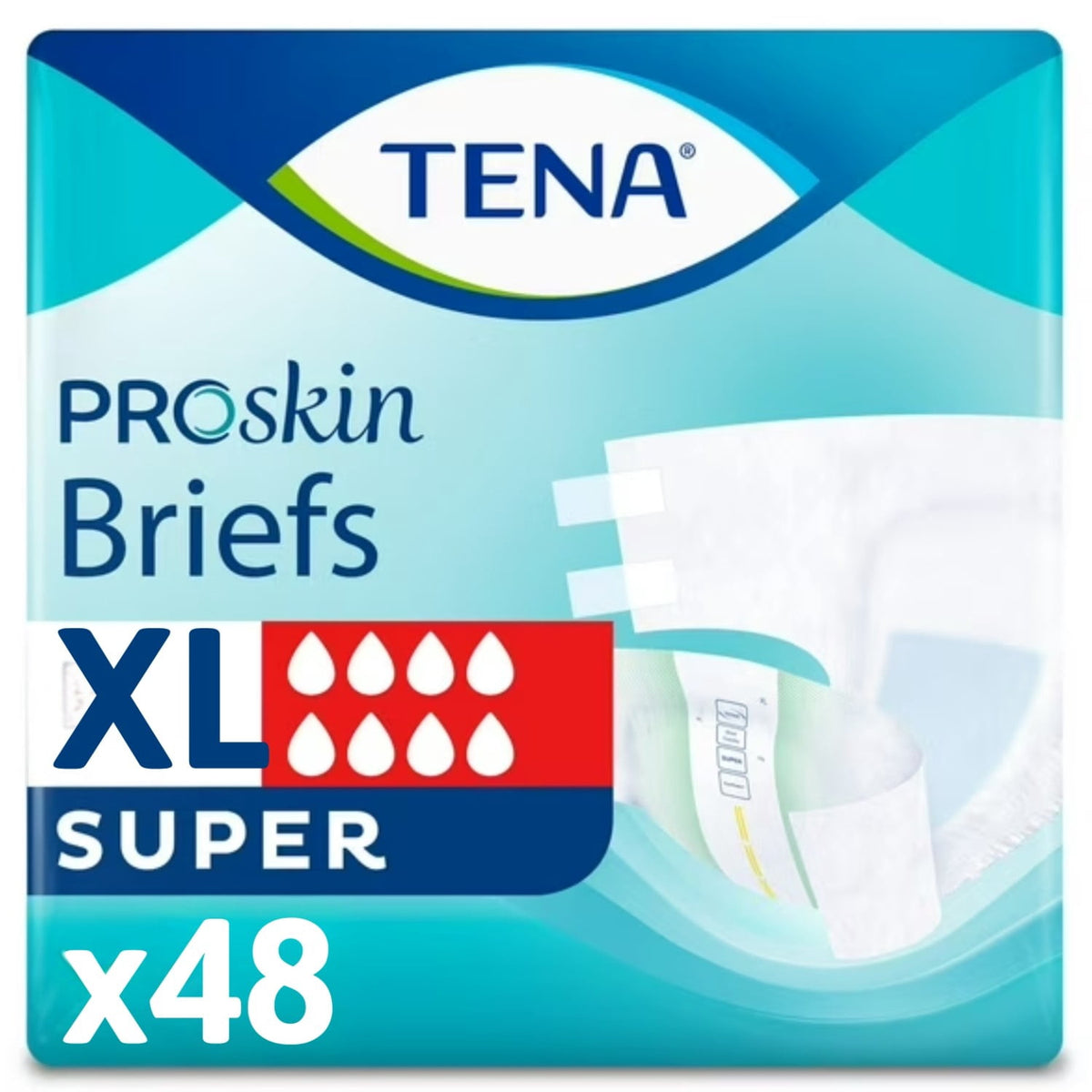 TENA ProSkin Unisex Adult Diapers, Super Absorbency, XL, 48 Count
