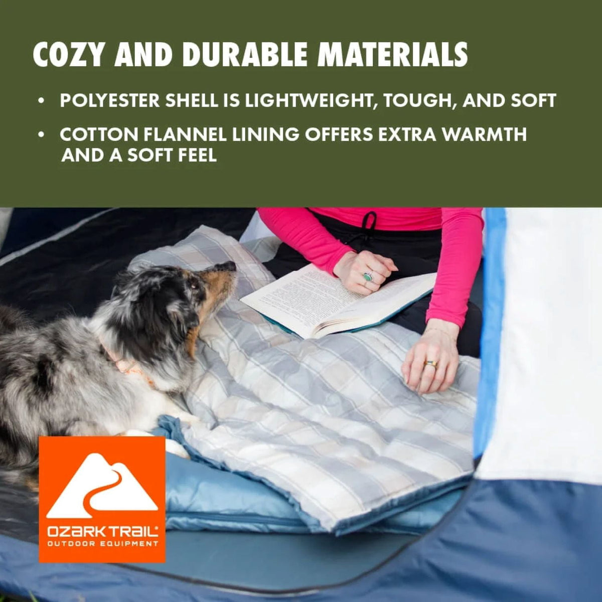 (2 pack) Ozark Trail 50 Degree Flannel-Lined Rectangular Sleeping Bag