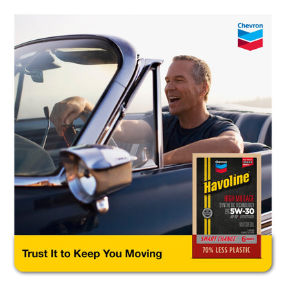 Chevron Havoline High Mileage Synthetic Technology Motor Oil 5W-30, 6 Quart Smart Change Box Case (2-Pack)
