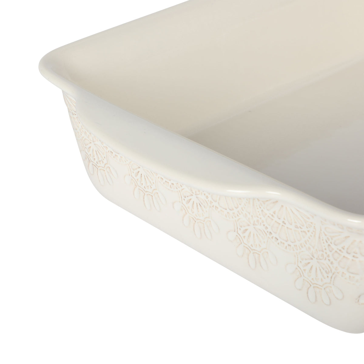 The Pioneer Woman Vintage Lace 13" x 9" 6 qt Linen Ceramic Casserole Baking Dish, with Wood Lid