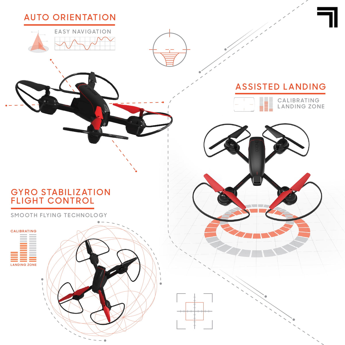 Sharper Image Mach X 10" Drone With Streaming Camera And Auto-Orientation Control