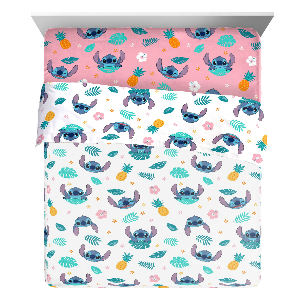 Lilo & Stitch Island Vibes 4-Piece Queen Sheet Set, Polyester, Multicolor, Disney