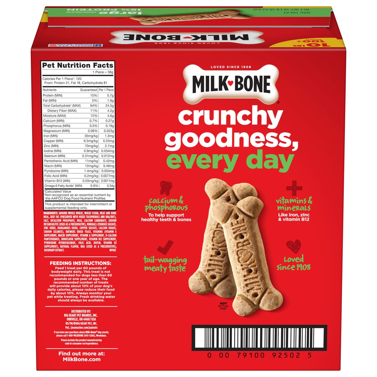 (2 pack) Milk Bone Crunchy Large Dog Treats, 10 Lb. Box, Original Beef Flavor